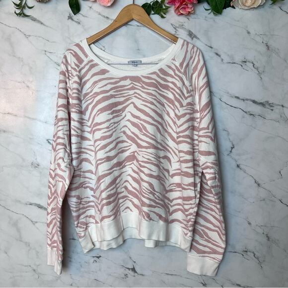 Rails Theo Flocked Sweatshirt Blush Pink Tiger Stripes XL - Picture 2 of 13